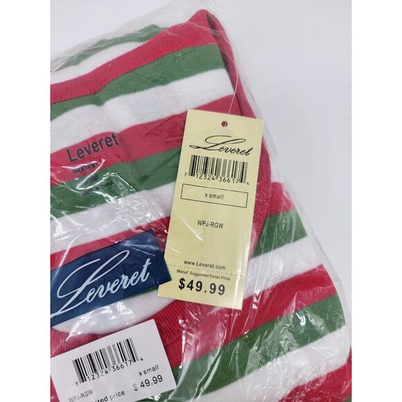 NWT Leveret Women's Striped Christmas Pajama Set Multicolor Size X-Small - Picture 5 of 5